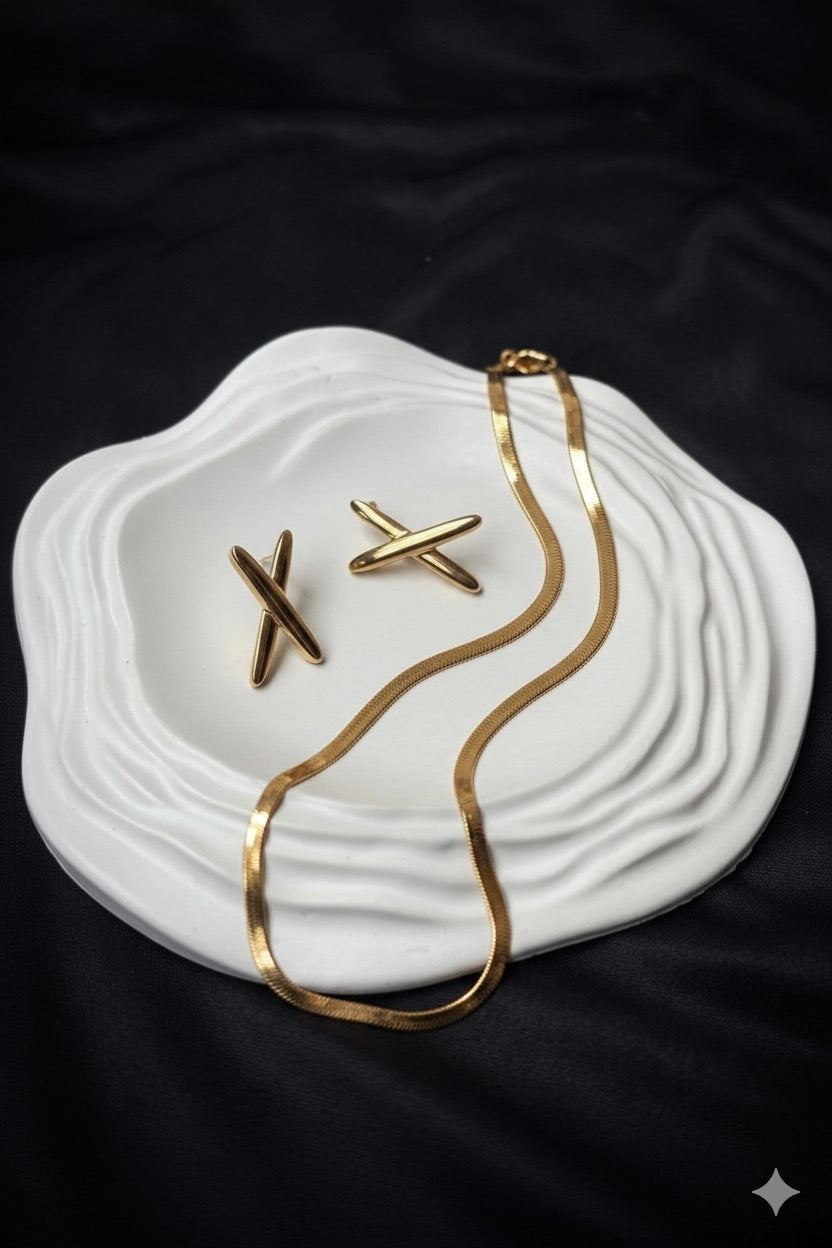 Snake chain and Edge earrings